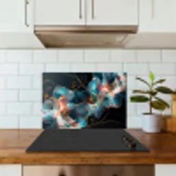 Bloemen - Zwart - Licht - Flora keuken achterwand spatscherm klein -sfeer2