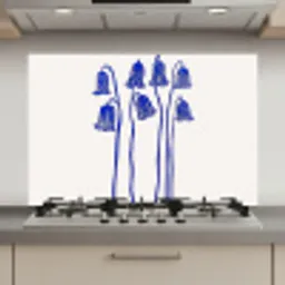 Bloemen - Blauw - Lijnen - Bloemblaadjes keuken achterwand spatscherm klein -3d_website