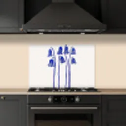Bloemen - Blauw - Lijnen - Bloemblaadjes keuken achterwand spatscherm klein -sfeer1