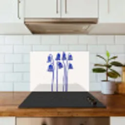 Bloemen - Blauw - Lijnen - Bloemblaadjes keuken achterwand spatscherm klein -sfeer2