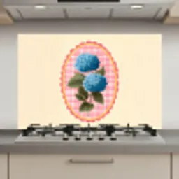 Bloemen - Blauw - Lijst - Bladeren keuken achterwand spatscherm klein -3d_website