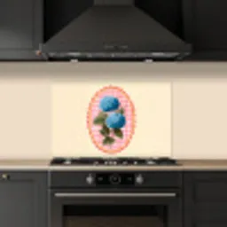 Bloemen - Blauw - Lijst - Bladeren keuken achterwand spatscherm klein -sfeer1