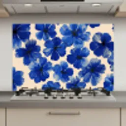 Bloemen - Blauw -Patroon - Wit keuken achterwand spatscherm klein -3d_website