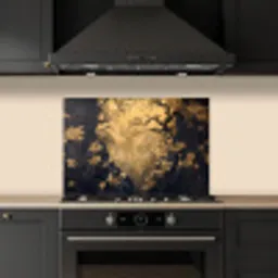 Bloemen - Takken - Goud - Sierlijk keuken achterwand spatscherm klein -sfeer1