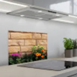 Bloemen - Bakstenen - Kleurrijk keuken achterwand spatscherm klein -3d_schuin