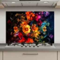 Bloemen - Kleurrijk - Zwart keuken achterwand spatscherm klein -3d_website