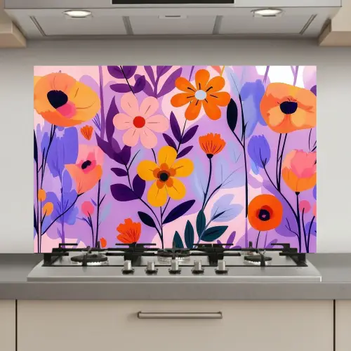 Bloemen - Kleurrijk - Bladeren keuken achterwand spatscherm klein -3d_website