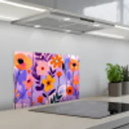 Bloemen - Kleurrijk - Bladeren keuken achterwand spatscherm klein -3d_schuin