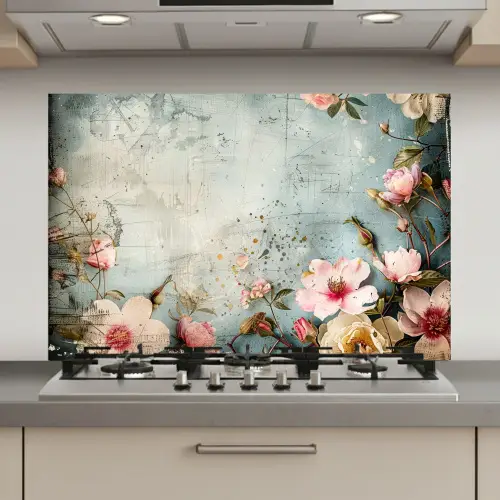 Bloemen - Beton - Grijs - Natuur keuken achterwand spatscherm klein -3d_website