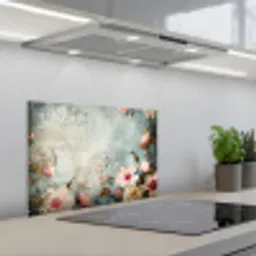 Bloemen - Beton - Grijs - Natuur keuken achterwand spatscherm klein -3d_schuin