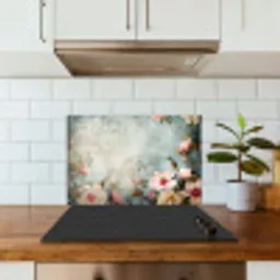 Bloemen - Beton - Grijs - Natuur keuken achterwand spatscherm klein -sfeer2