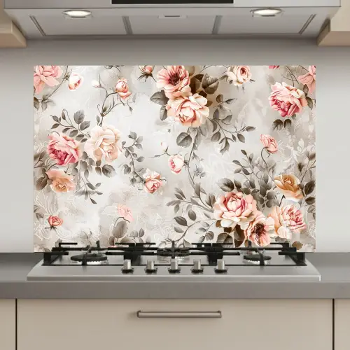 Bloemen - Beton - Planten - Roze keuken achterwand spatscherm klein -3d_website