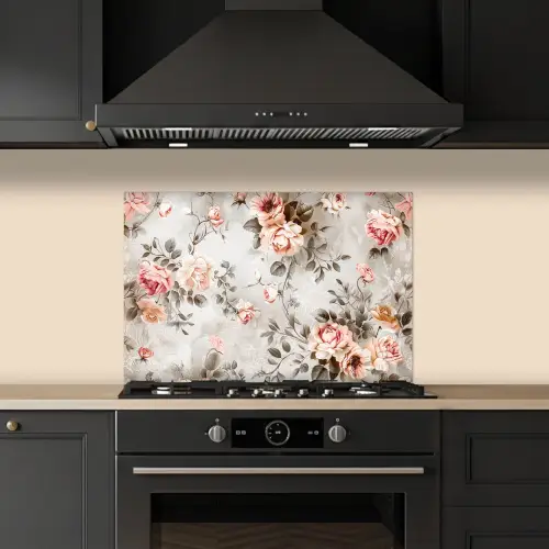 Bloemen - Beton - Planten - Roze keuken achterwand spatscherm klein -sfeer1