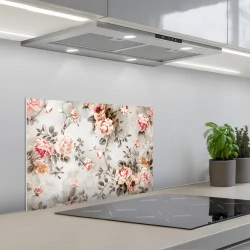 Bloemen - Beton - Planten - Roze keuken achterwand spatscherm klein -3d_schuin