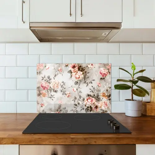 Bloemen - Beton - Planten - Roze keuken achterwand spatscherm klein -sfeer2