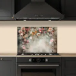 Bloemen - Beton - Rozen - Grijs keuken achterwand spatscherm klein -sfeer1