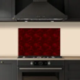 Bloemen - Donkerrood - Patroon keuken achterwand spatscherm klein 900 -sfeer1