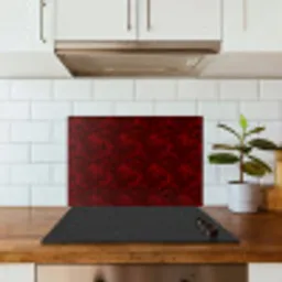 Bloemen - Donkerrood - Patroon keuken achterwand spatscherm klein 900 -sfeer2