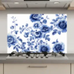 Bloemen - Delfts blauw - Kunst - Wit keuken achterwand spatscherm klein -3d_website
