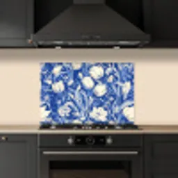 Bloemen - Delfts Blauw - Patroon - Tulp keuken achterwand spatscherm klein -sfeer1
