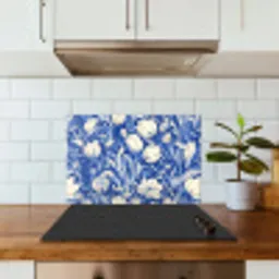 Bloemen - Delfts Blauw - Patroon - Tulp keuken achterwand spatscherm klein -sfeer2