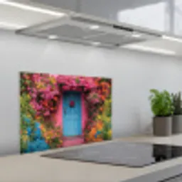 Bloemen - Deur - Roze keuken achterwand spatscherm klein -3d_schuin