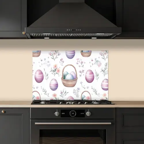 Bloemen - Paaseieren - Patroon keuken achterwand spatscherm klein -sfeer1