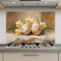 Bloemen - Eieren - Geschilderd keuken achterwand spatscherm klein -3d_website