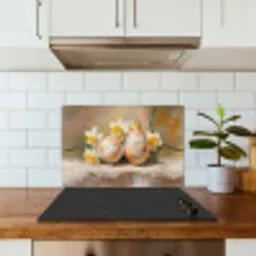 Bloemen - Eieren - Geschilderd keuken achterwand spatscherm klein -sfeer2