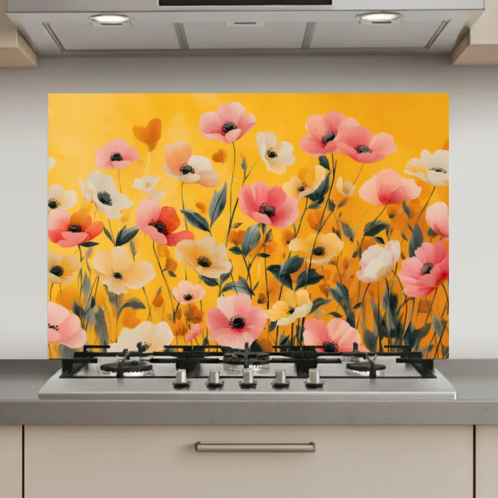 Bloemen - Veld - Geel keuken achterwand spatscherm klein -3d_website