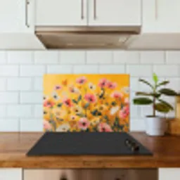 Bloemen - Veld - Geel keuken achterwand spatscherm klein -sfeer2