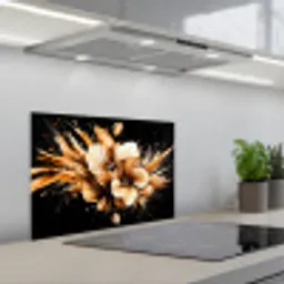 Bloemen - Goud - Graffiti - Zwart - Abstract keuken achterwand spatscherm klein -3d_schuin