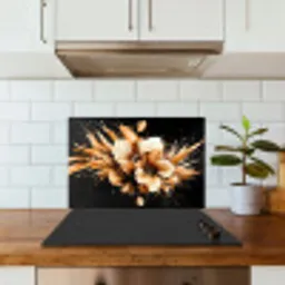 Bloemen - Goud - Graffiti - Zwart - Abstract keuken achterwand spatscherm klein -sfeer2