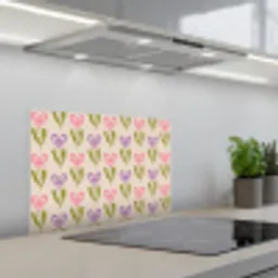 Bloemen - Hartjes - Patroon keuken achterwand spatscherm klein 900 -3d_schuin
