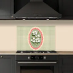 Bloemen - Illustratie - Geruit - Groen keuken achterwand spatscherm klein -sfeer1