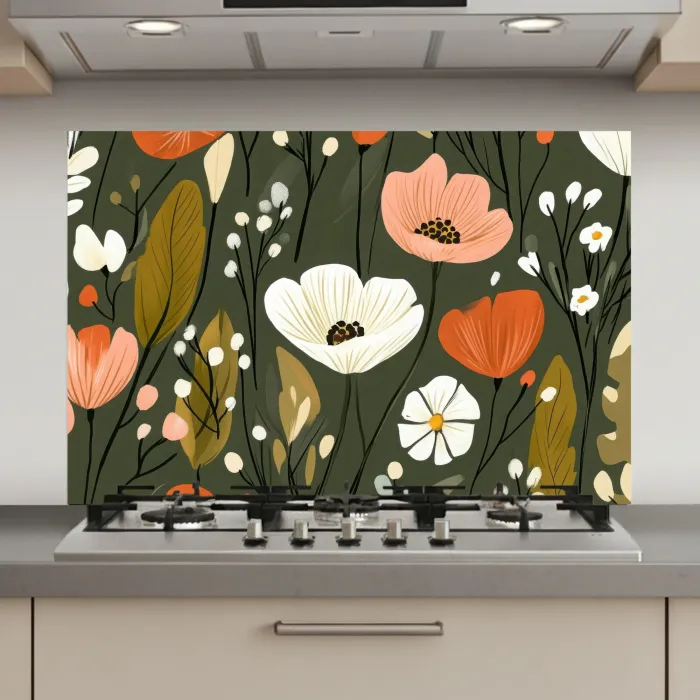 Bloemen - Illustratie - Groen keuken achterwand spatscherm klein -3d_website