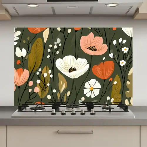 Bloemen - Illustratie - Groen keuken achterwand spatscherm klein -3d_website