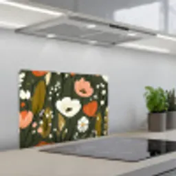 Bloemen - Illustratie - Groen keuken achterwand spatscherm klein -3d_schuin