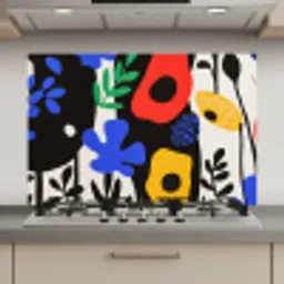 Bloemen - Bladeren - Abstract - Zwart keuken achterwand spatscherm klein -3d_website