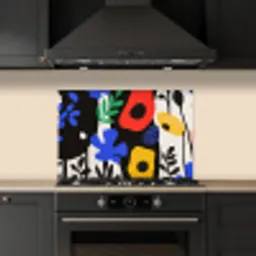 Bloemen - Bladeren - Abstract - Zwart keuken achterwand spatscherm klein -sfeer1