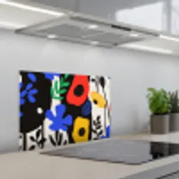 Bloemen - Bladeren - Abstract - Zwart keuken achterwand spatscherm klein -3d_schuin