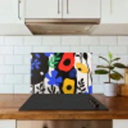 Bloemen - Bladeren - Abstract - Zwart keuken achterwand spatscherm klein -sfeer2