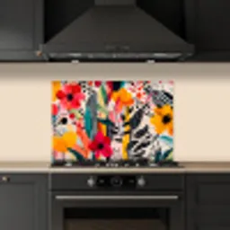 Bloemen - Bladeren - Abstract - Kleurrijk keuken achterwand spatscherm klein -sfeer1