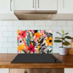 Bloemen - Bladeren - Abstract - Kleurrijk keuken achterwand spatscherm klein -sfeer2
