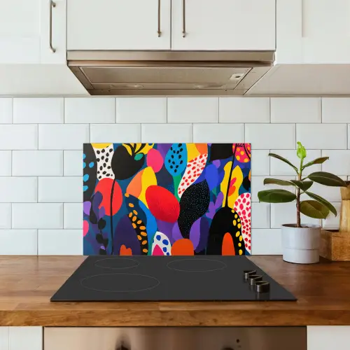 Bloemen - Bladeren - Abstract - Rood keuken achterwand spatscherm klein -sfeer2