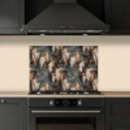 Bloemen - Bladeren - Donker - Patroon keuken achterwand spatscherm klein 900 -sfeer1