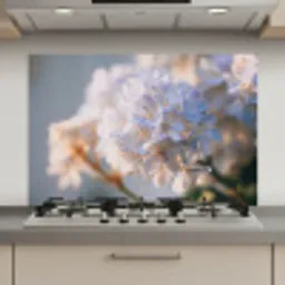 Bloemen - Lichtblauw - Wazig - Trosje keuken achterwand spatscherm klein -3d_website