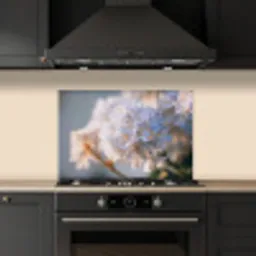 Bloemen - Lichtblauw - Wazig - Trosje keuken achterwand spatscherm klein -sfeer1