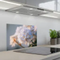 Bloemen - Lichtblauw - Wazig - Trosje keuken achterwand spatscherm klein -3d_schuin