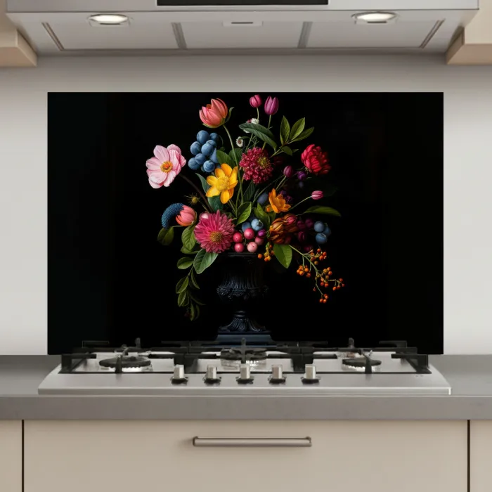 Bloemen - Vrolijk - Vaas keuken achterwand spatscherm klein -3d_website